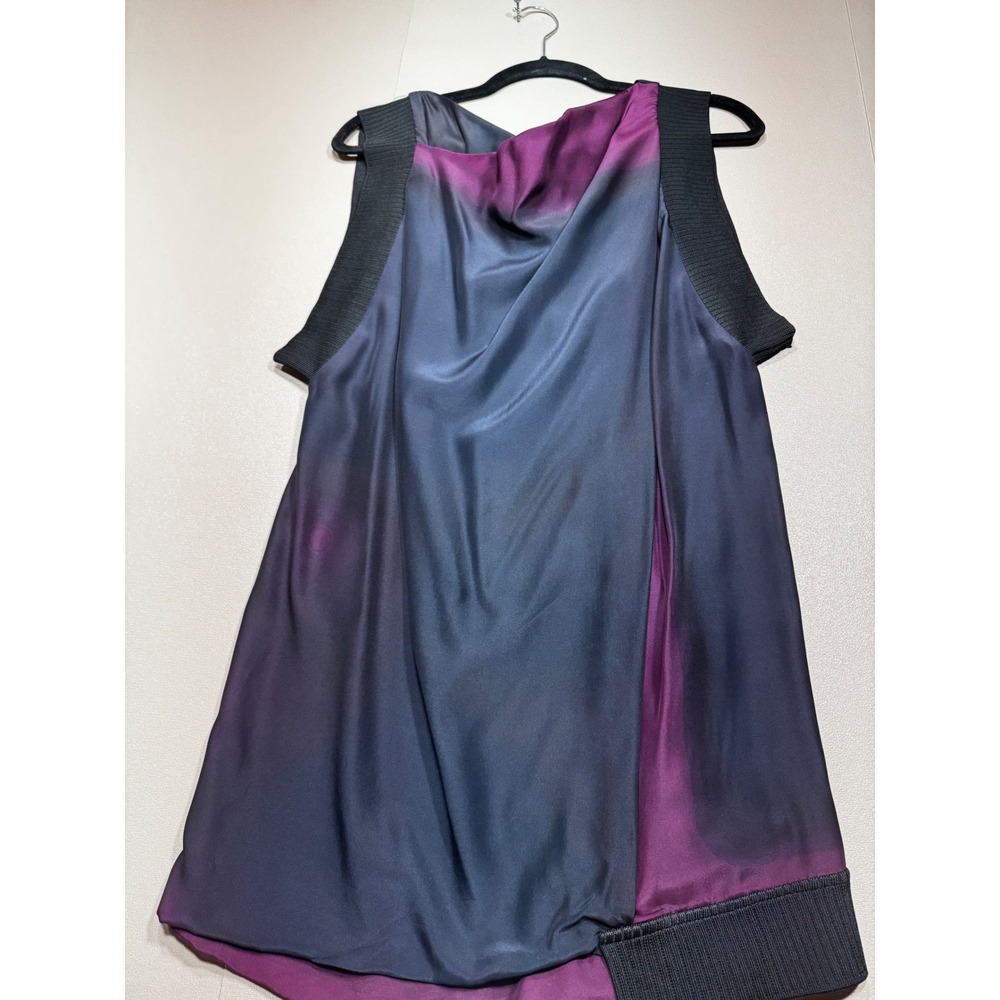 Jil Sander Ombre Silk Blend Purple Black Asymmetrical Ribbed Trim EU size 34*